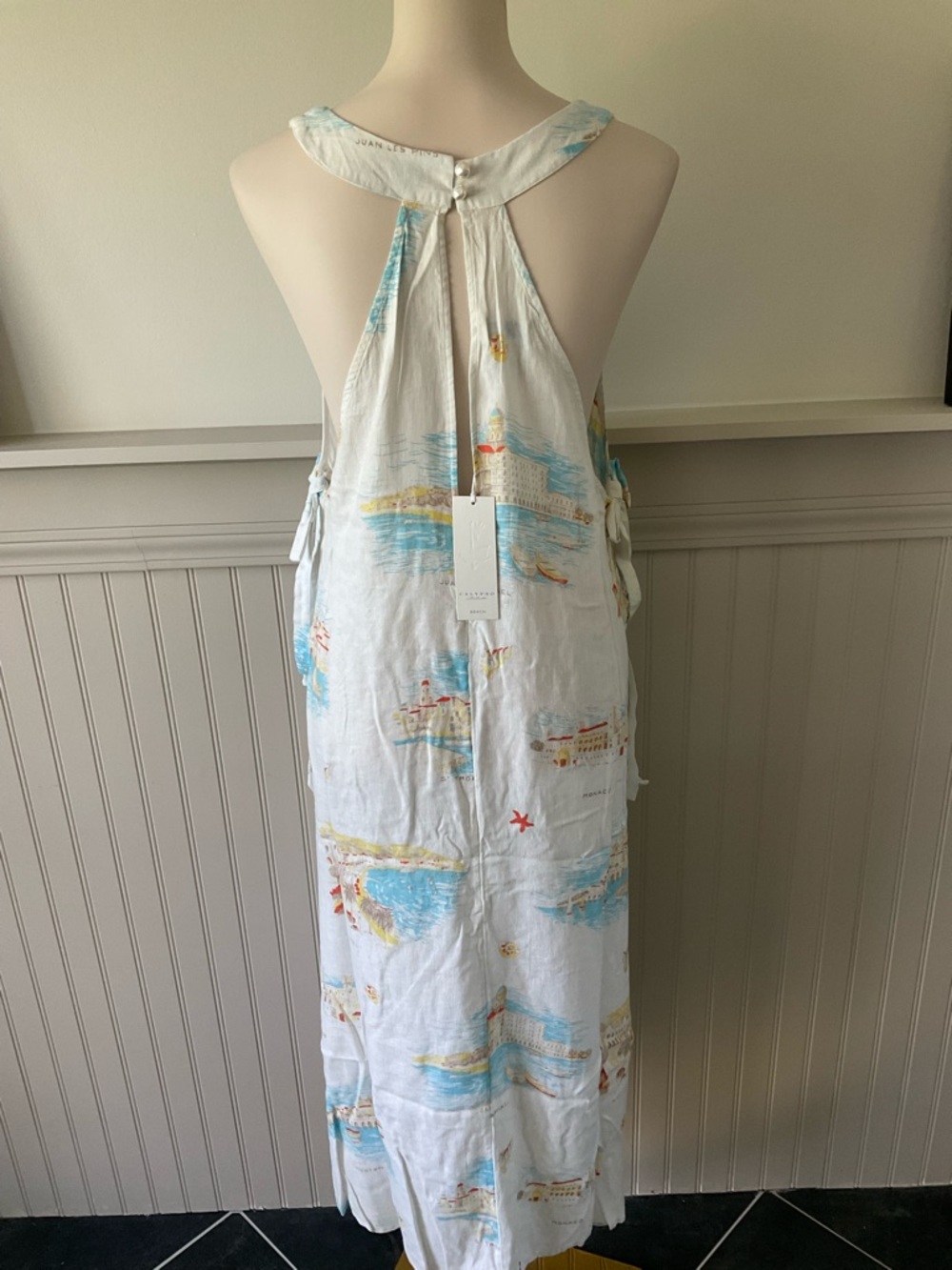 Calypso St. Barth Linen Blend Maxi Cover-Up Dress Coastal Print NWT Medium - Picture 4 of 7